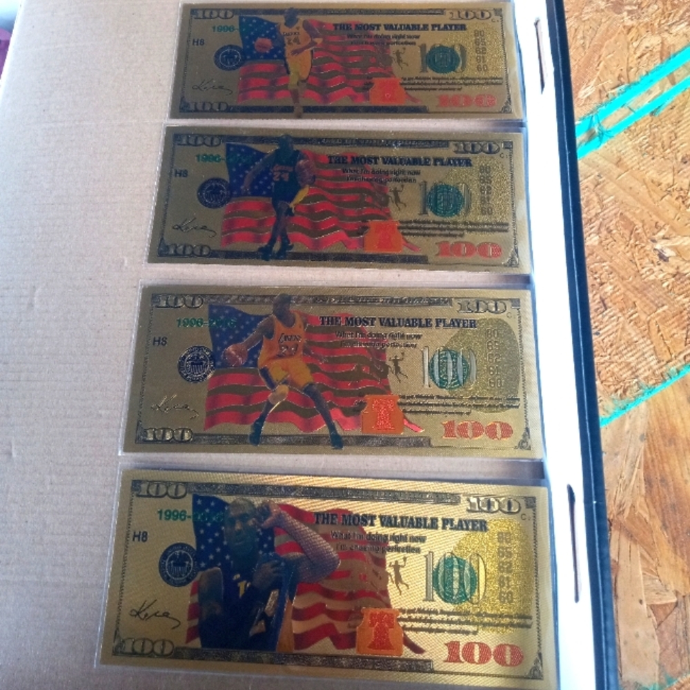 🏀🏆Kobe Bryant "24KT Gold - $100 Banknote" Card Set🏆🏀 Last Set Available!